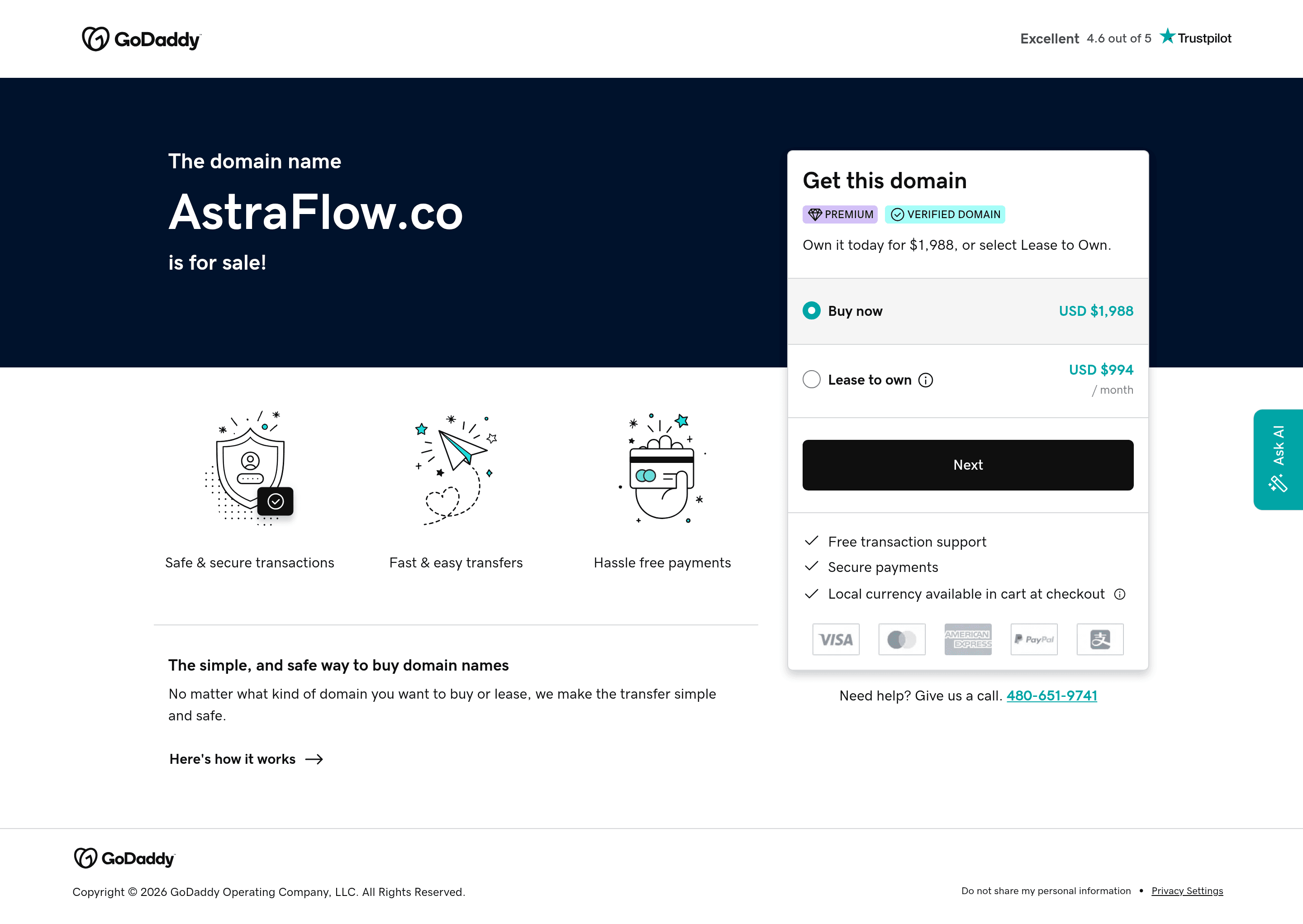 Astraflow landing page screenshot