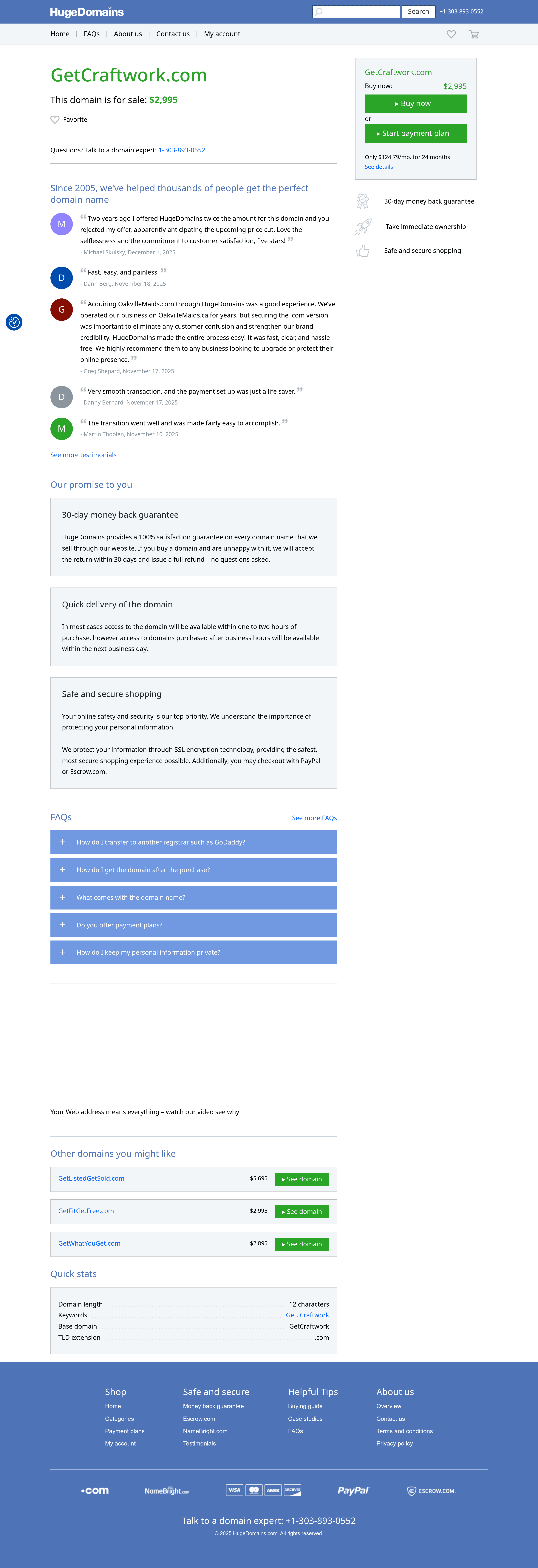 Getcraftwork landing page screenshot
