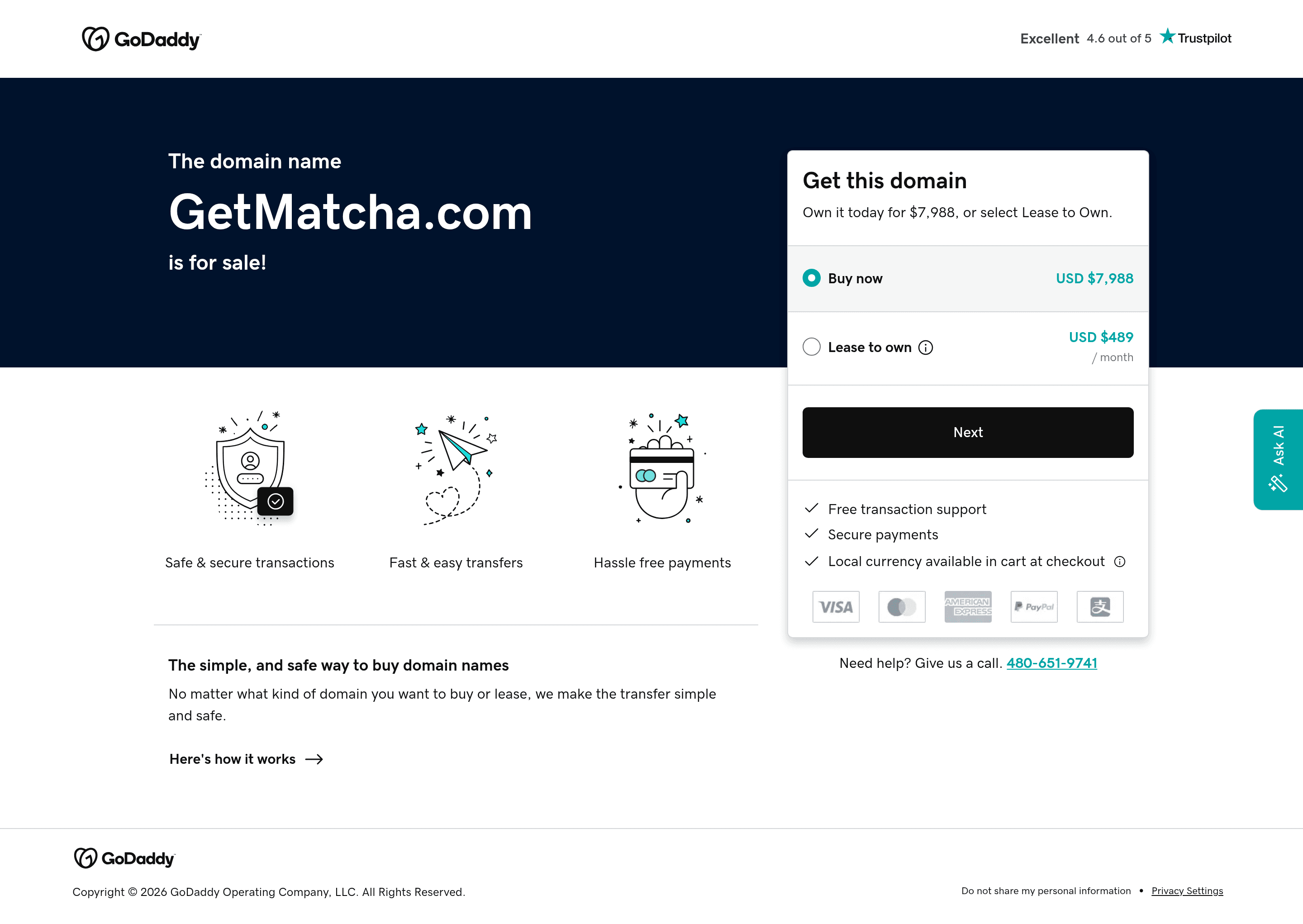 Getmatcha landing page screenshot