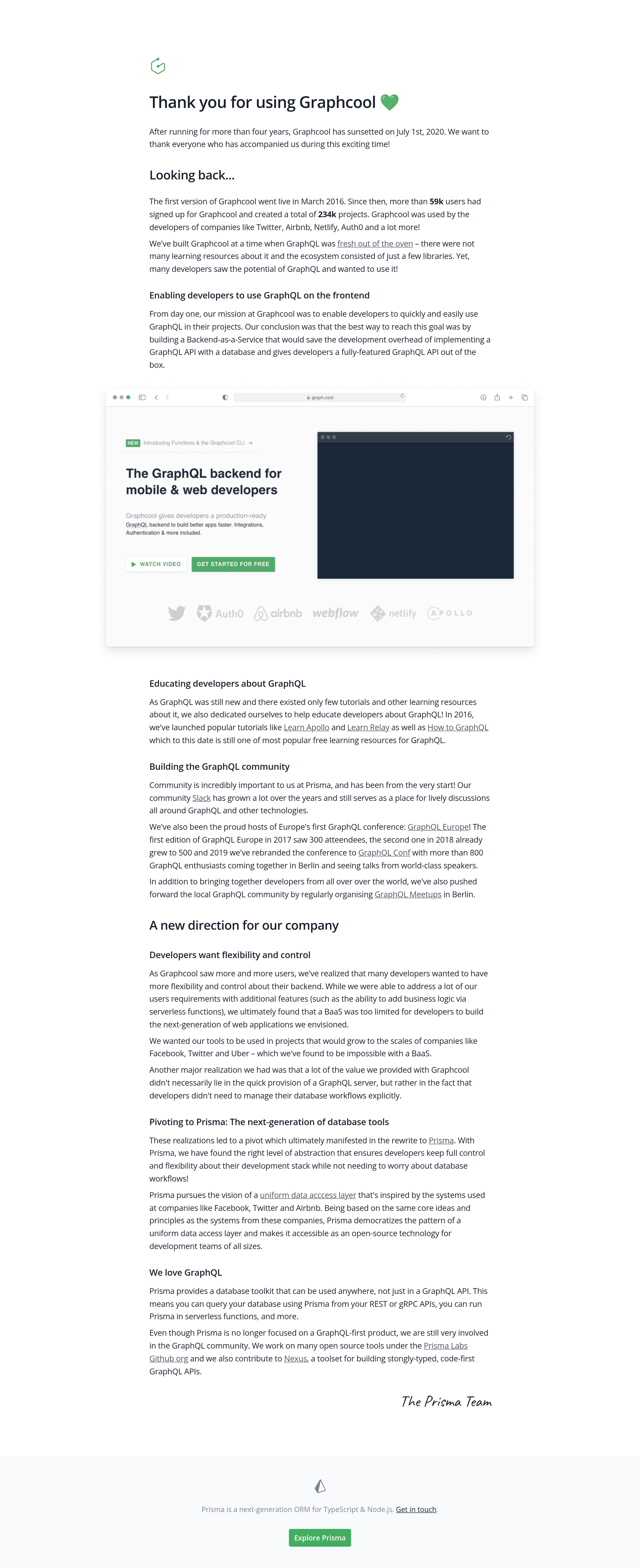 Graph landing page screenshot