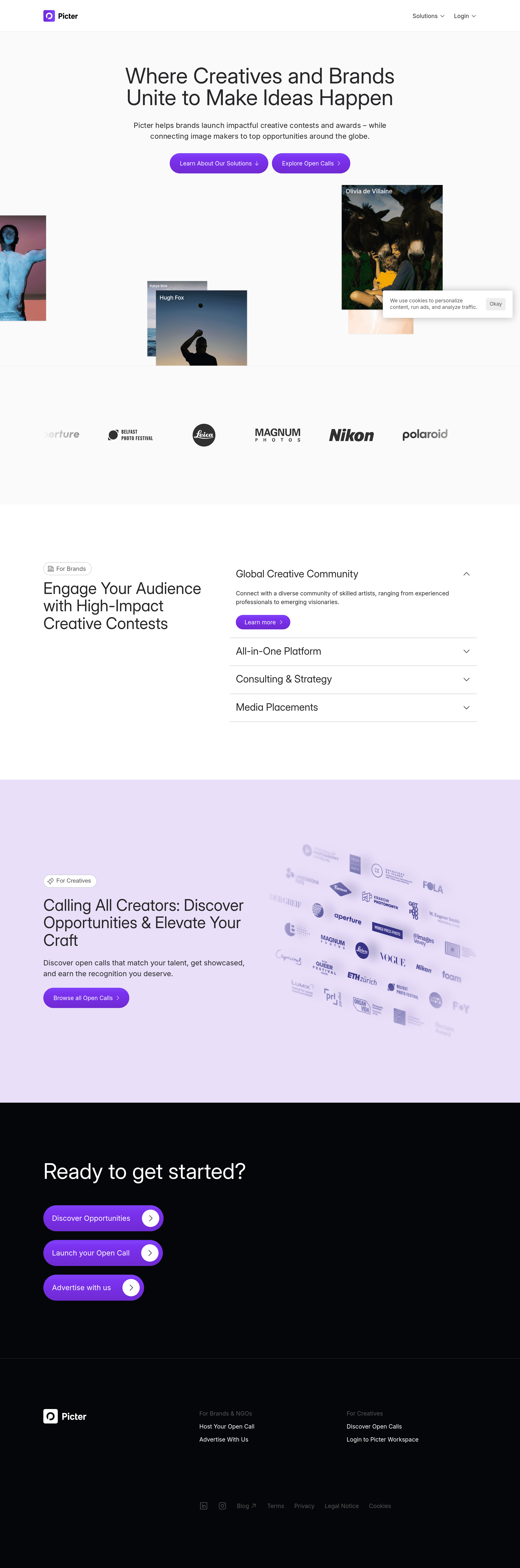 Picter landing page screenshot
