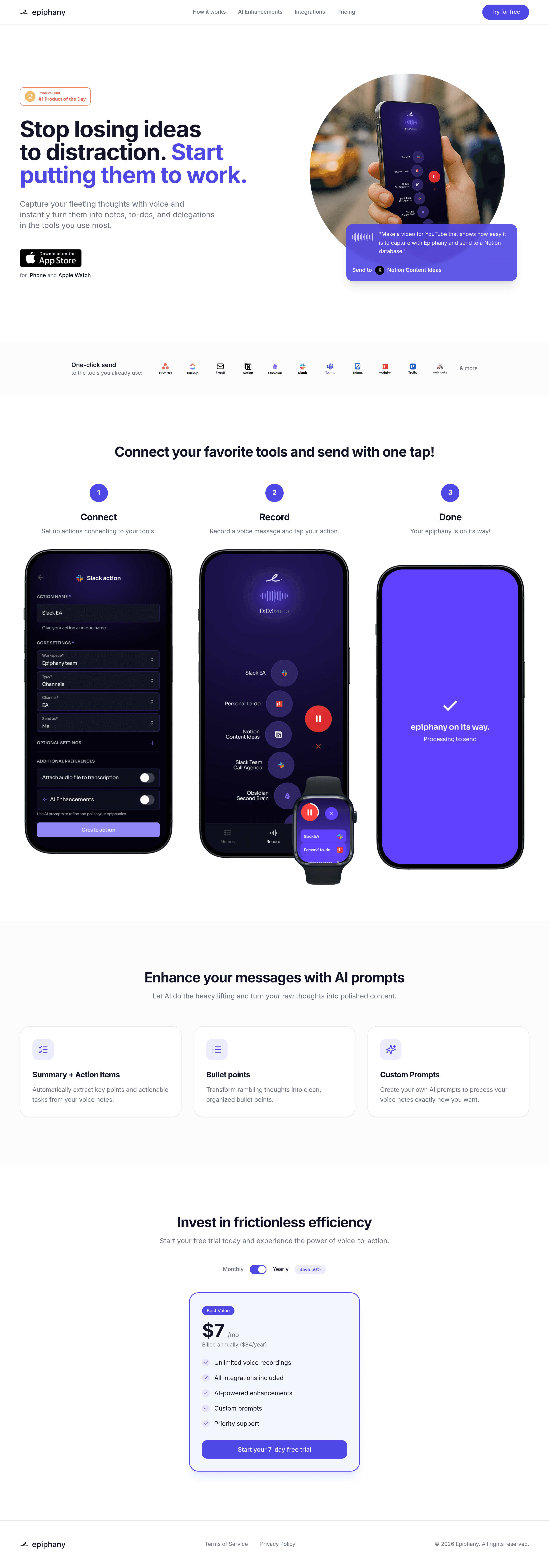 Epiphany landing page screenshot